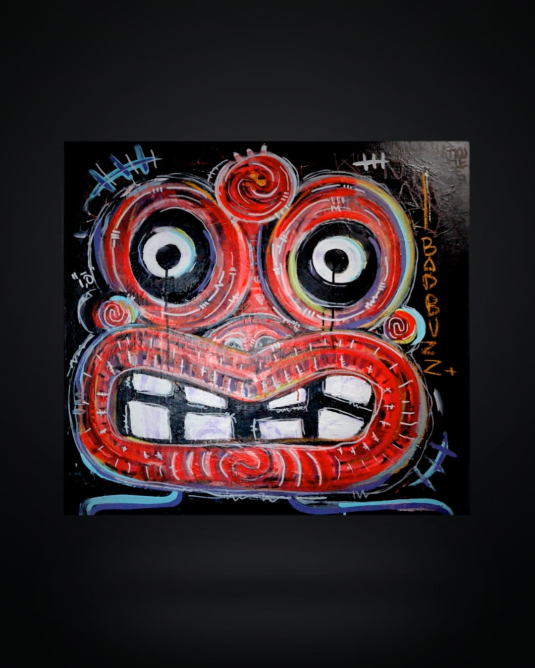 Bad Buzz Eeyore — the guardian system painting, in the studio.